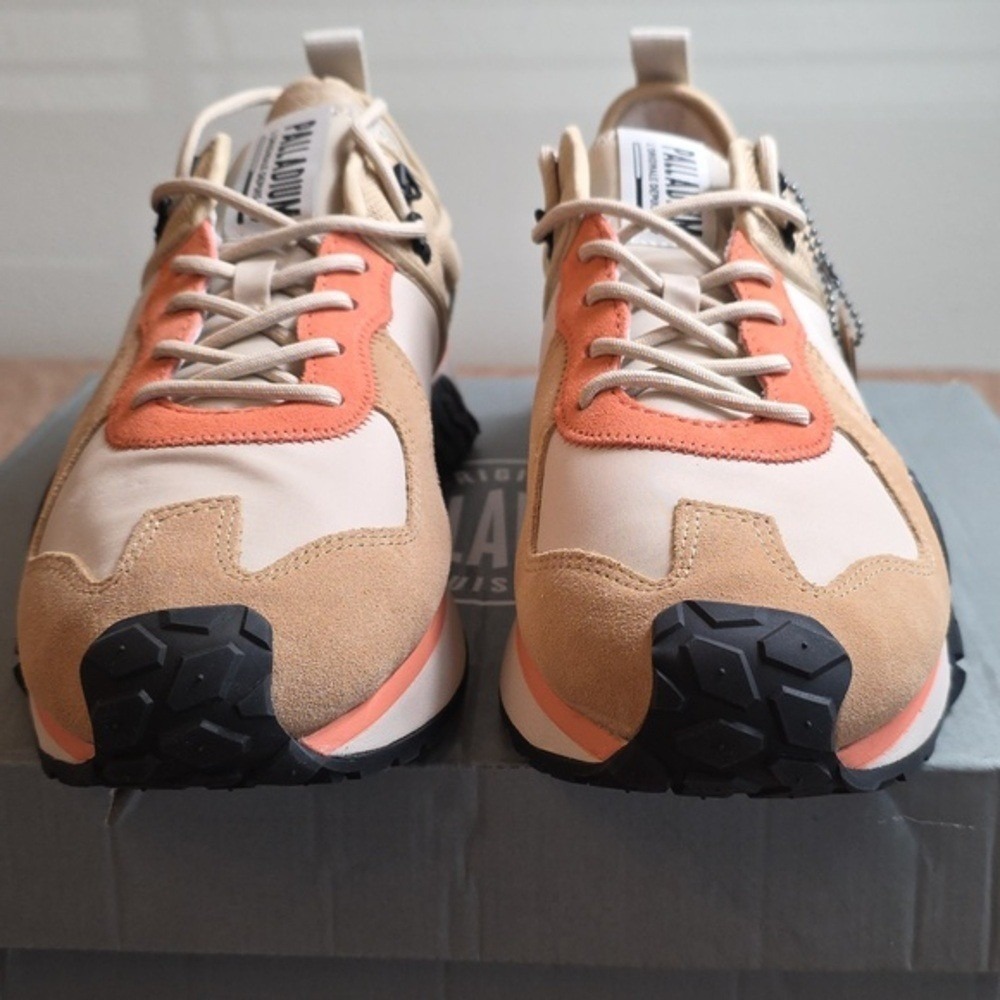 Palladium Sport Low Top Sneakers Beige Coral Chunky Sole Comfort Streetwear 11 M - Picture 4 of 11